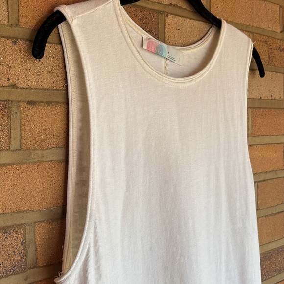 Free People Beach oversized Sleeveless Cream Maxi Sweatshirt Dress Pockets S - Picture 2 of 9